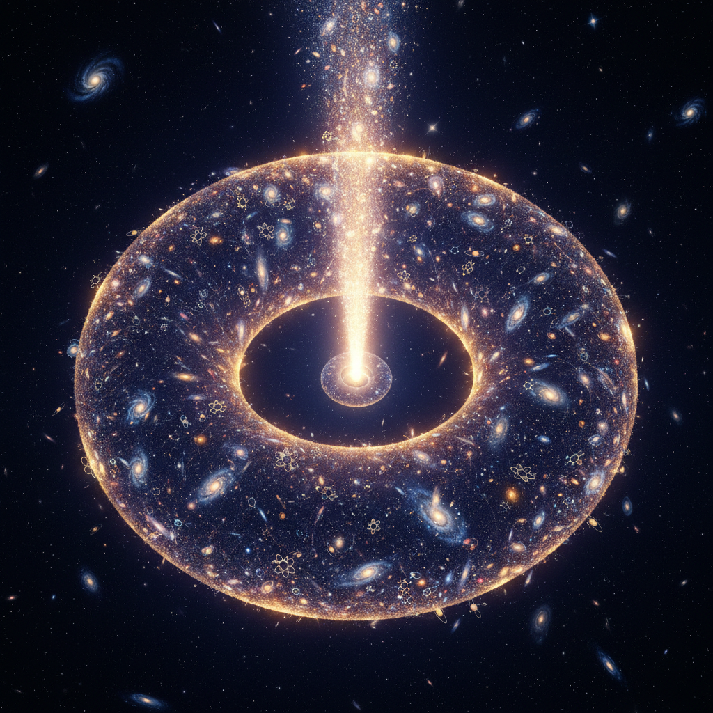 Bentov's Torus: shape of the universe — energy flows from center and returns