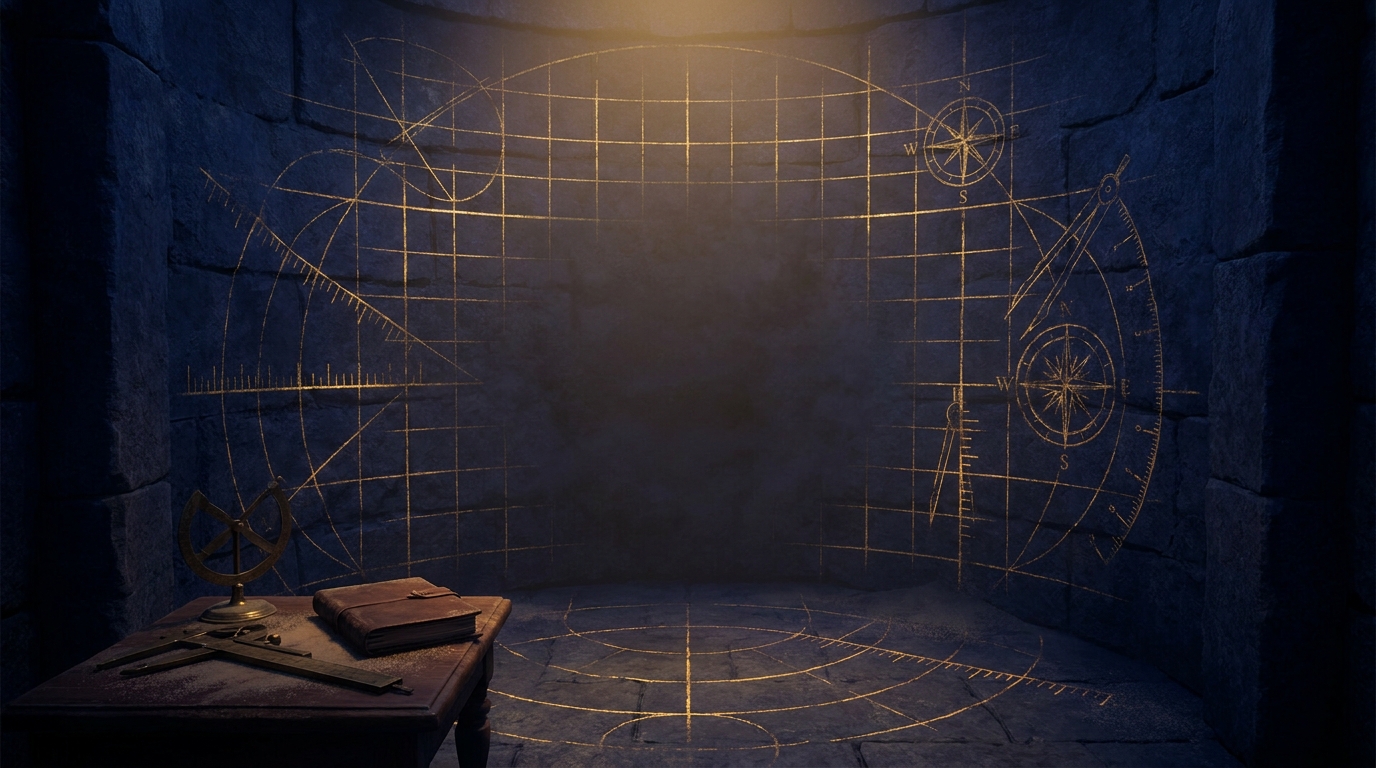 A room whose every dimension is measured, its center left empty
