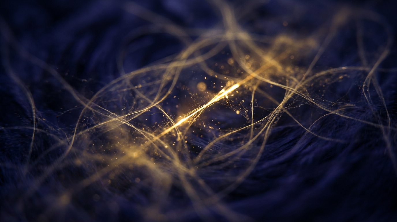 Many golden threads held together; one of them ignites